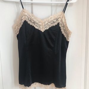 Cute black silk and lace tank top
